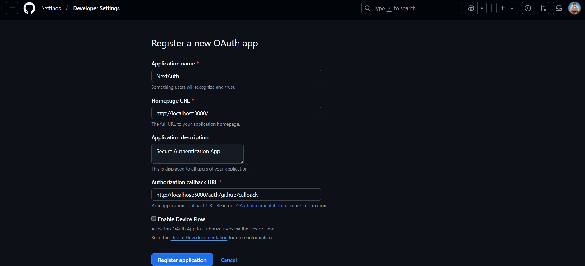 GitHub OAuth Credentials